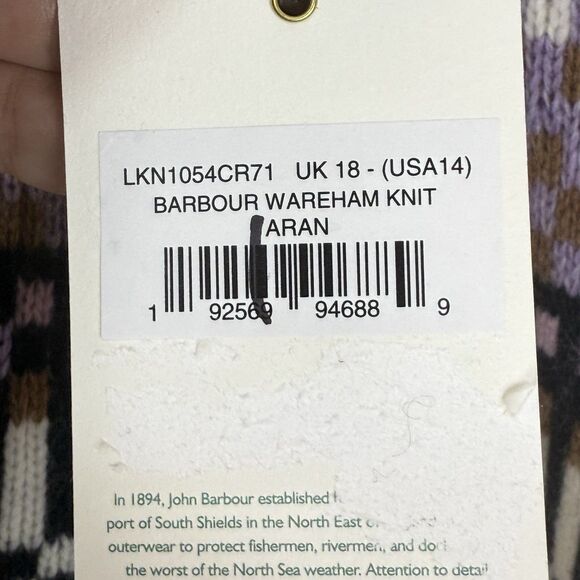 Barbour Coastal Collection Wool Blend Wareham Pullover Knit Sweater Sz 14 New - Picture 10 of 10
